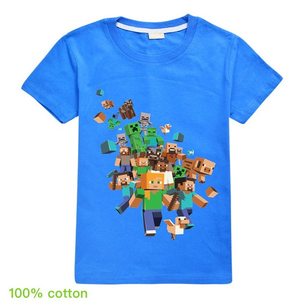 Kids Boys Girls Summer Short Sleeve Minecraftingly Cartoon Clothes Sweatshirts T Shirt Christmas Creeper Tops 2020 UNSPEAKABLE - Too3Xclussiv3