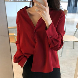 Colorfaith New 2020 Female Spring Summer Blouse Shirts Fashionable Single Breasted Sexy Casual Loose Office Lady Wild Tops BL1838 - Too3Xclussiv3