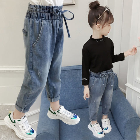 ZSIIBO girls jeans spring and autumn girls feet pants children's pants kids spring pants in the big children's pants - Too3Xclussiv3