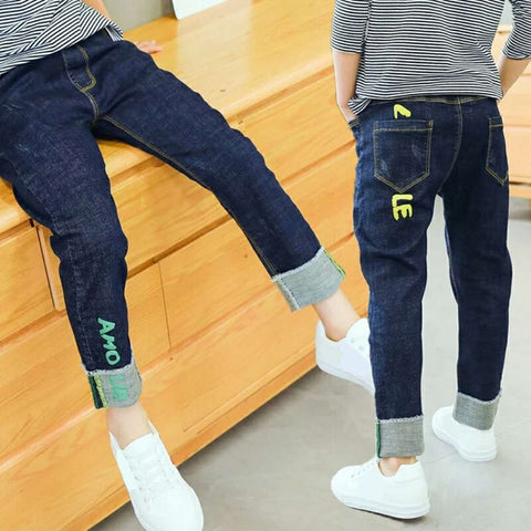 IENENS Kids Boys Jeans  Fashion Clothes  Classic Pants Denim Clothing Children Baby Boy Casual Bowboy Long Trousers  5-13Y - Too3Xclussiv3