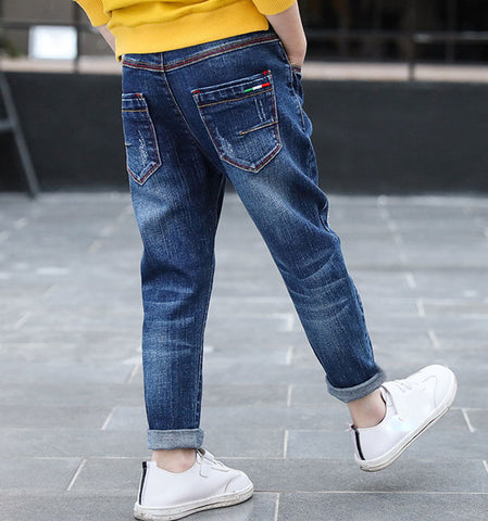 IENENS Kids Boys Jeans  Fashion Clothes  Classic Pants Denim Clothing Children Baby Boy Casual Bowboy Long Trousers  5-13Y - Too3Xclussiv3