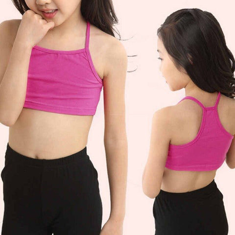 Girls Cotton Vest Teenage Bra Kids Candy Color Sports Breath Tank Tops Underwear - Too3Xclussiv3