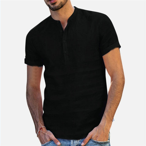 Shirt Men Casual Short Sleeved Buttons Up Breathes Cool Shirt Loose Streetwear Male Shirts For Men - Too3Xclussiv3