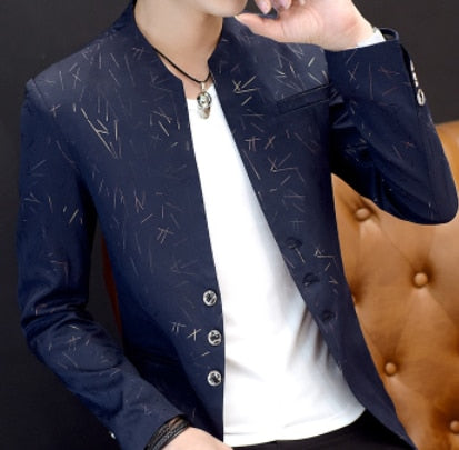 HO 2020 Men 's casual collar collar blazers youth handsome trend Slim print blazers   5XL   6XL - Too3Xclussiv3