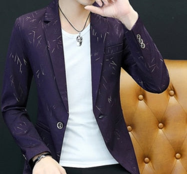 HO 2020 Men 's casual collar collar blazers youth handsome trend Slim print blazers   5XL   6XL - Too3Xclussiv3