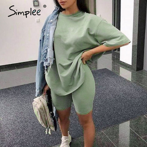 Simplee Casual solid outfits female two piece suit with belt - Too3Xclussiv3