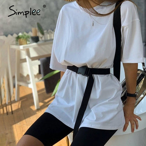 Simplee Casual solid outfits female two piece suit with belt - Too3Xclussiv3