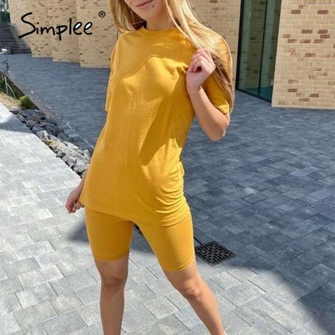 Simplee Casual solid outfits female two piece suit with belt - Too3Xclussiv3